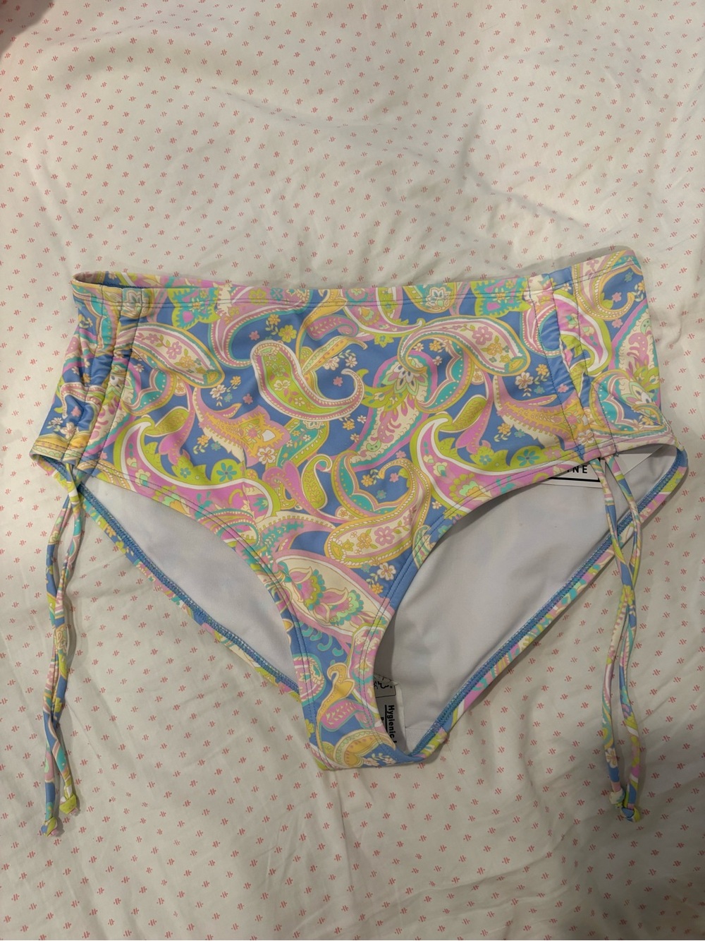 High-Waist Paisley Print Bikini Bottoms - Pastel Mix